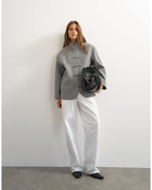 TOPSHOP Self Frogging Formal Blazer Coat - Gray