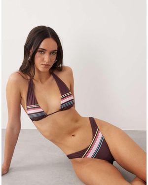 ASOS Skylar Ibiza High Leg Cheeky Bikini Bottom - Brown