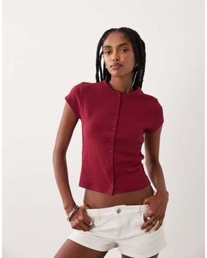Miss Selfridge Button Through Top - Red