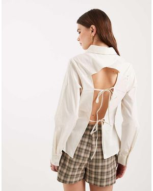 Miss Selfridge Fitted Shirt With Cut Out Back - Natural