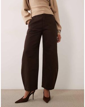 Abercrombie & Fitch High Rise Barrel Fit Trousers - Brown