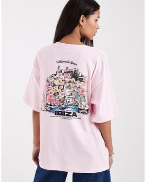 JJXX Oversized T-shirt With Ibiza Print - White