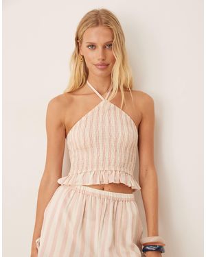 Aray Stripe Beach Top Co-ord - Natural