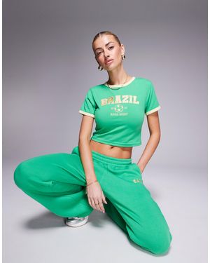 Kaiia – brazil – knapp geschnittenes, sportliches t-shirt - Grün
