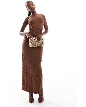 ASOS Coordinato Con Top A Fascia Arricciato E Gonna Lunga A Colonna Color Cioccolato - Marrone