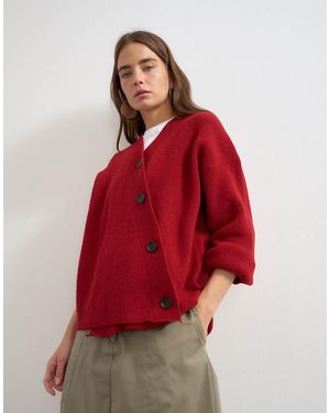 TOPSHOP Cardigan Lavorato A Maglia Con Abbottonatura Asimmetrica - Rosso