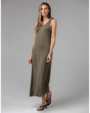 French Connection Sleeveless Scoop Neck Flowy Maxi Dress in Green | Lyst UK