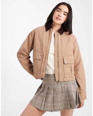 New Look Cropped Barn Jacket - Natural