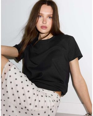 Stradivarius Basic Regular Soft-touch T-shirt - Black