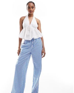 Vero Moda Double Waistband Detail Wide Leg Trouser - Blue