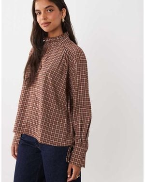 Mango Top Met Hoge Hals En Lange Mouwen - Bruin