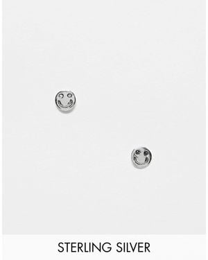 Kingsley Ryan Boucles d'oreilles smiley en argent massif - argent - Blanc