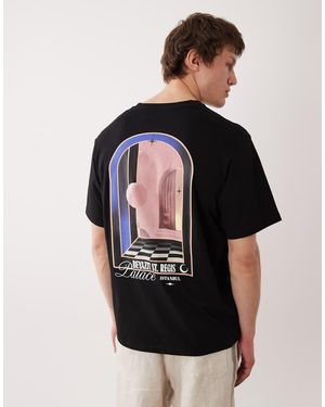 Jack & Jones Oversized T-shirt With Scenic Backprint - Black