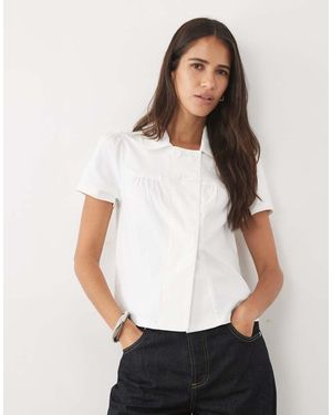 Cotton On Babydoll Blouse With Peter Pan Collar - White