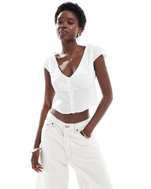 Cotton On Cap Sleeve Button Through Shirt - White
