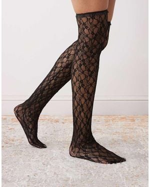 Reclaimed (vintage) Thigh High Lace Socks - Black