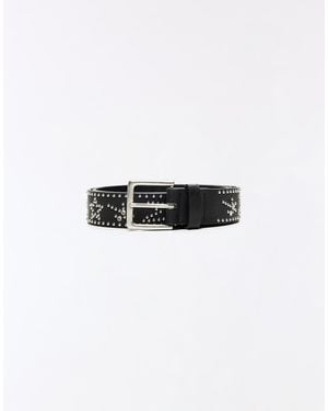 Bershka Studded Leather Effect Belt - White
