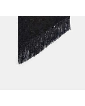 Stradivarius Paréo à franges avec fleurs - Noir