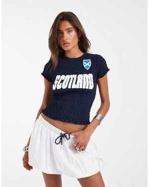 ASOS Shirred Baby Tee With Scotland Football Graphic - Blue