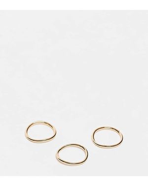 ASOS Anillos Apilables Plateados Finos Con Diseño Tubular Chapados En Oro De 14 Quilates De - Neutro
