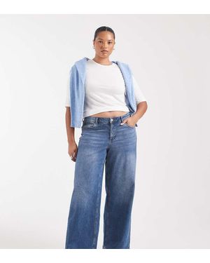 Vero Moda Sandie Jeans Met Halfhoge Taille En Wijde Pijpen Van Stretch - Blauw