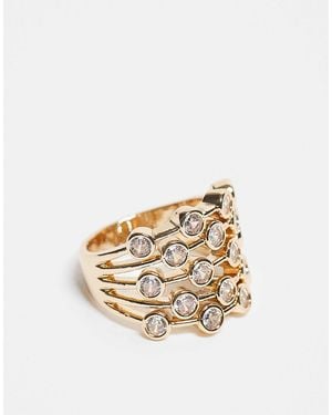 ASOS Large Caged Ring With Cubic Zirconia Stone Set - Metallic