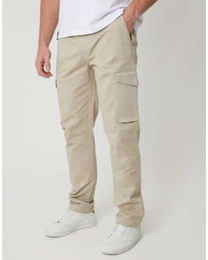 Threadbare Cotton Cargo Trousers With Stretch - Natural