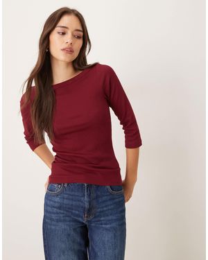JJXX Fifi Boat Neck Long Sleeve T-shirt - Red