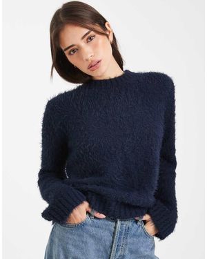 Threadbare Crew Neck Fluffy Jumper - Blue