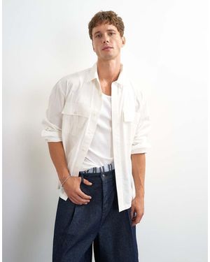 TOPMAN Ruimvallend Utility Overhemd Van Popeline - Wit