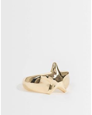 ASOS Asos Design Curve Ring With Star Design - Natural
