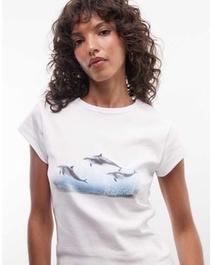 Reclaimed Vintage Dolphin Graphic Baby Tee - White