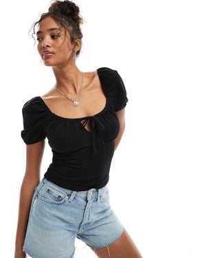 Miss Selfridge Tie Front Milkmaid Top - Pink