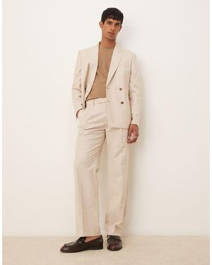 ASOS Linen Straight Leg Suit Trousers - Natural