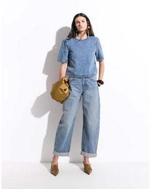 ASOS Mom-jeans mit umgeschlagenem saum - Blau