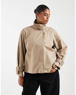 Vero Moda Funnel Neck Short Trench Coat - Natural