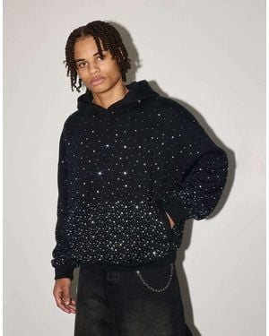 CERNUCCI Boxy Rhinestone Hoodie - Blue