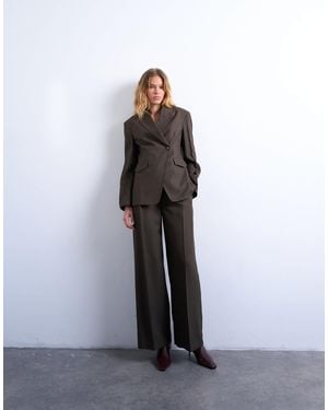 TOPSHOP Co Ord High Waisted Belted Trouser - Brown