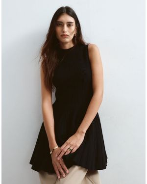 ARRANGE Knitted Sleeveless Peplum Top - Black