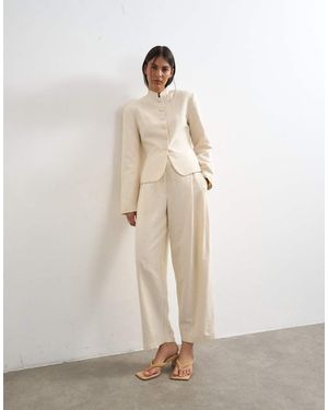 TOPSHOP Pantalones Capri De Corte Barrel (Parte De Un Conjunto)-Neutro - Blanco