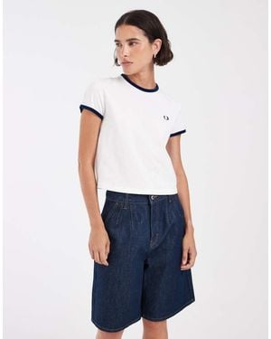 Fred Perry Contrast Velour Trim T-shirt - White
