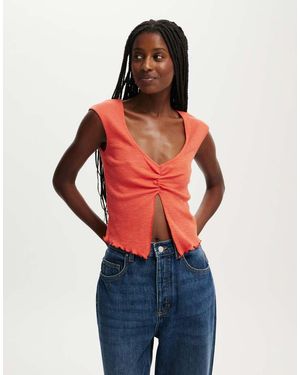 Cotton On Chelsea Open Front Top - Red