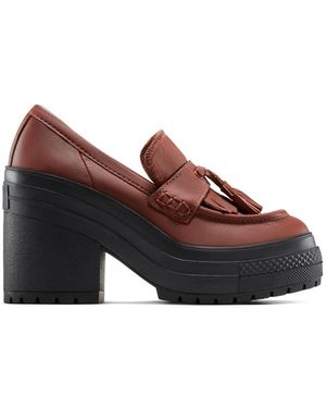 Converse Mocasines Marrones De Tacón Con Plataforma De Cuero Chuck 70 De Luxe Platform Heel De -Marrón