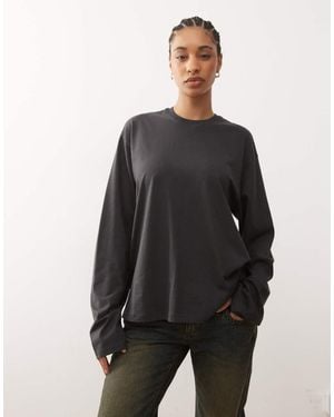 Weekday Oversized Boxy Fit Long Sleeve T-shirt - Black
