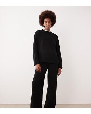 JDY Tall Wide Leg Knitted Trousers Co-Ord - Black