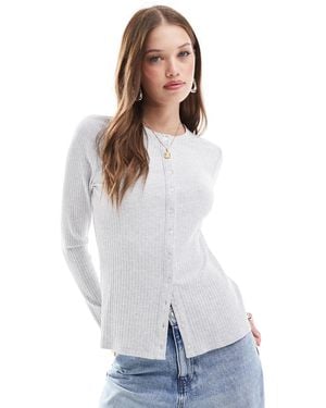Abercrombie & Fitch Long Sleeve Button Through Top - White