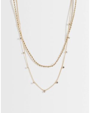 ASOS Pack Of 2 Necklace With Twisted Chain And Diamante Detail - White