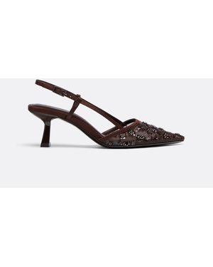 Stradivarius Mesh Schoenen Met Strass En Kitten Heel - Wit