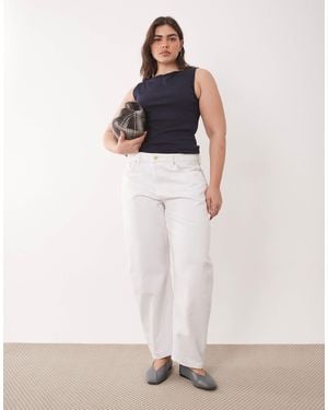 ASOS Asos Design Curve Slim Barrel Jeans - White