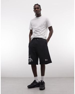 AND1 Pantalones Cortos Negros De Corte Alargado Con Logo De Baloncesto De Punto Liso On Court De - Blanco